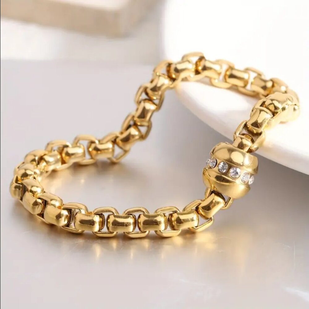 8" Womens 14K Gold 2ct Diamond Bike Chain Bracelet 14 Karat Silver 2 ct Jewelry
